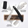 1 Set Razor for Men, Straight Safety Razor with 10 Razor Blades for Men, Single Blade Face Razor for Grooming (Black & Silver) view 3