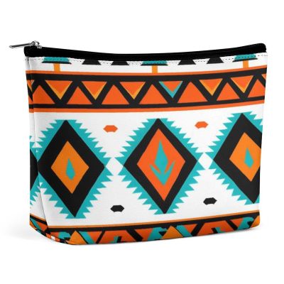 Meaudiwes Travel Cosmetic Bag, Large Makeup Case, Toiletry Bag, Personality Fashion Zipper Cosmetic Case Indiana Western Southwest Tribal Ethnic Aztec Geometric