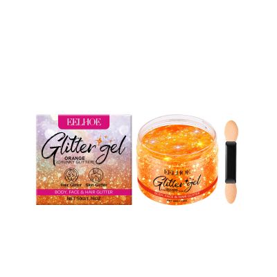 Face & Body Glitter -Holographic Orange Glitter Gel Makeup for Festivals, Raves, Anime Cosplay - Safe for Face, Easy Application & Removal, 1.76oz