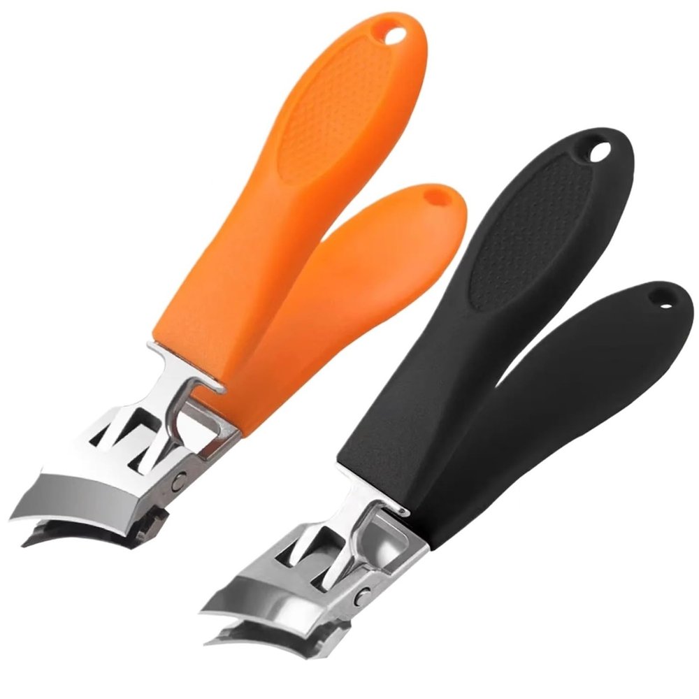 Anti-splash Nail Clippers For Thick Ingrown Wide Jaw Toenail Cutter Diagonal Pliers Cutter Trimmers Household Tool(Black and orange)