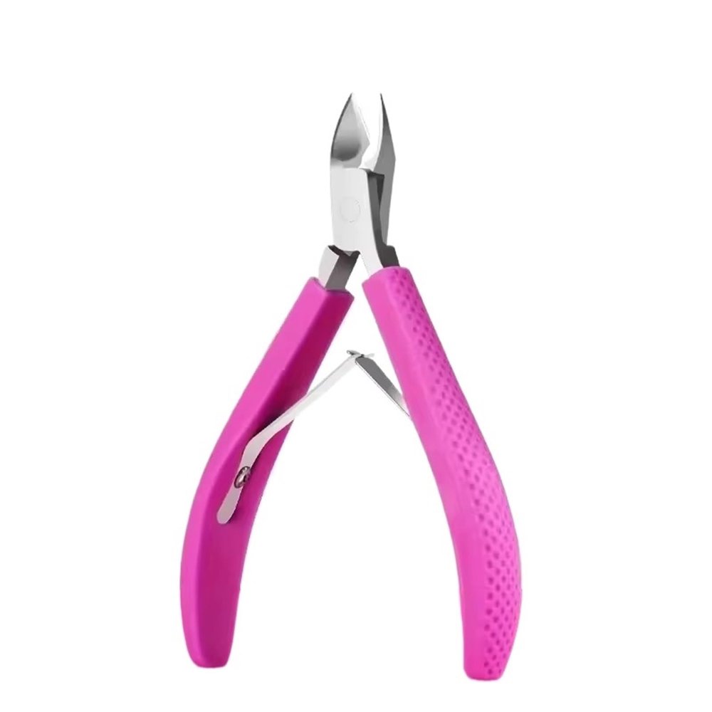 Nail Cuticle Scissors Remover Dead Skin Nippers Stainless Steel Cuticle Cutters Fingernail Clipper Silicone Handle(Pink)
