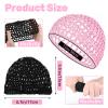 2Pcs Mesh Crochet Hair Net Sleep Hair Wrap for Women, Hair Wrap,Lift Strap Weaving Sew For Women Ballet,Curly Hair & Wig Protection,Soft Reusable Bonnets,Black and Pink view 2