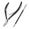 Stainless Steel Nail Cutter Scissor Nippers Function Cuticle Pusher Remover Nail Art Care Tool Kit(Black) view 2