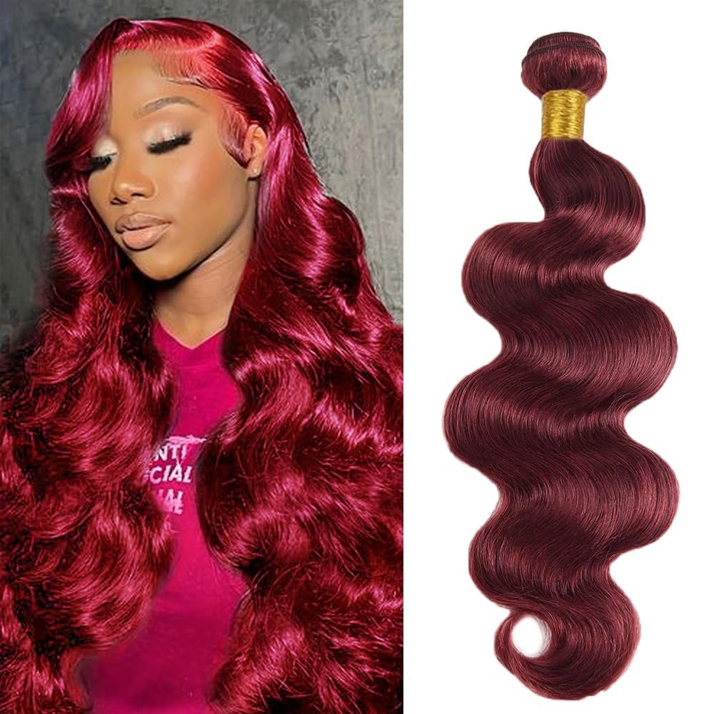 12A 99J Burgundy Body Wave Bundles Human Hair 1 Bundle 18 Inches 100% Human Hair Bundles