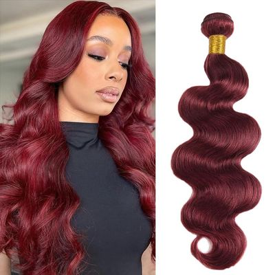 12A 99J Burgundy Human Hair Bundles Body Wave 24 Inch Wine Red Brazilian Bundles Human Hair Extensions Double Weft 1 Pack