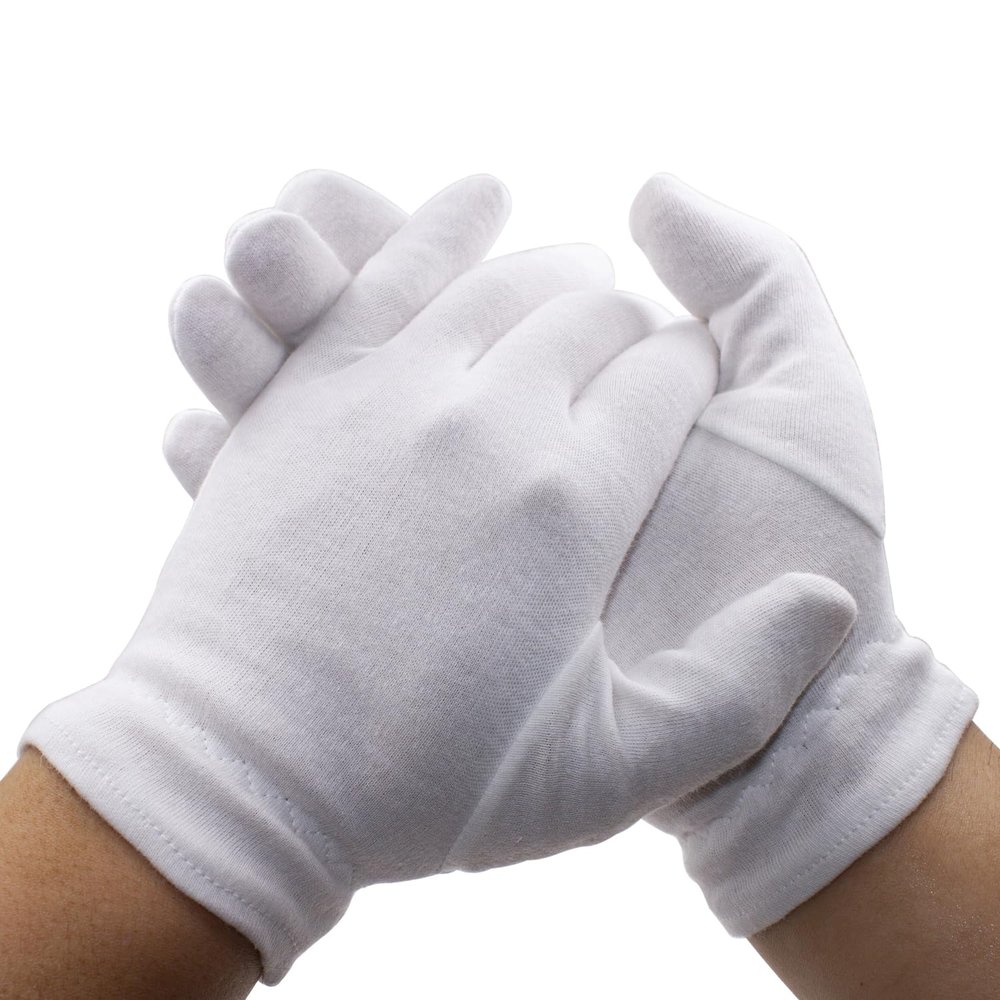 4 Pairs 100% Combed Cotton Gloves for Women & Men, White Cotton Moisturizing Gloves for Dry Hands & Eczema Overnight Sleep, SPA, Art handling Work, Care of Jewelry & Archival