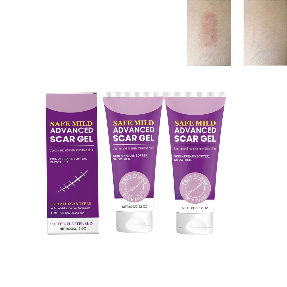 2pcs Silicone Scar Gel Scar Cream,Treats Old and New Scars,Stretch Marks Removal Formula Helps from Surgical, Burns, Acne Scar Treatment with,Non-Irritating Scar Removal Cream 60g/2.12oz