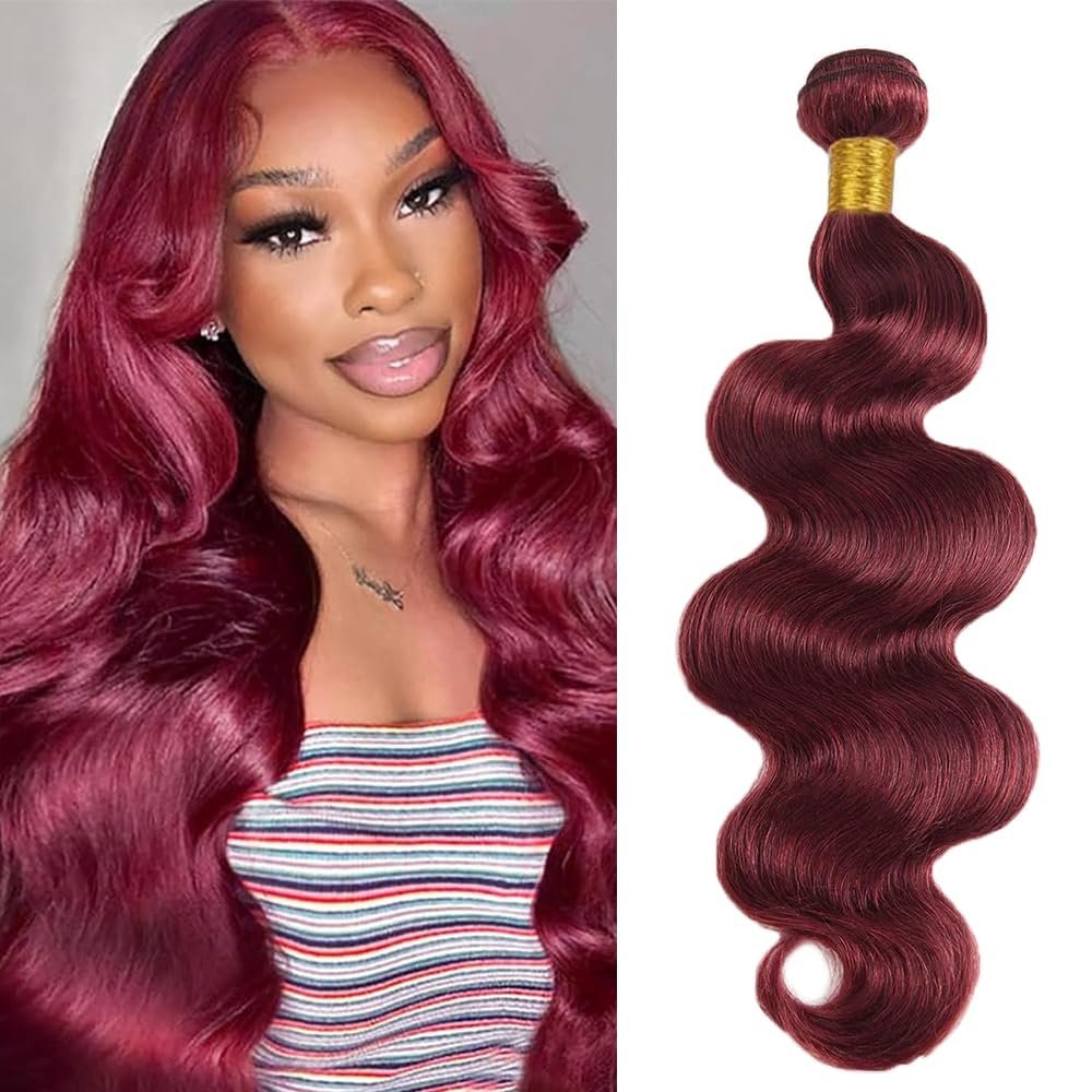 12A 99J Burgundy Body Wave Bundles Human Hair 1 Bundle 28 Inches 100% Human Hair Bundles