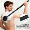 Back Scrubber for Shower, (16-24 Inch) Extendable Bath Brush Long Handle for Shower, Silicone Body Scrubber with Handle, Back Brush for Shower Men and Women,Easy to Clean (Black) view 2