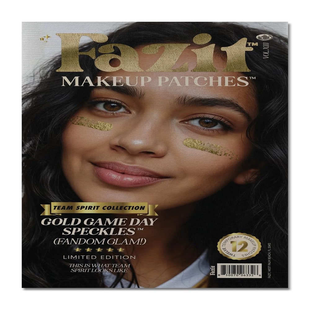 Fazit Makeup Patches - Gold Game Day Speckles - Glow Up Game Day Makeup for Women - Sports Face Paint Cosmetic Glitter for Face - Cute Fan Accessories