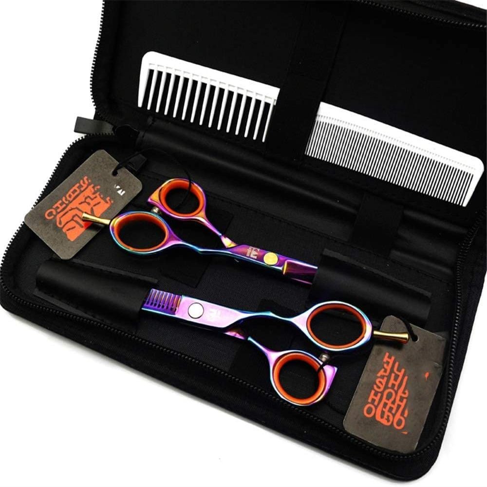 5.5 Inch Sharp Hair Cutting Scissors Set - Professional Barber Kit with Thinning Shears
