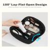 Hynes Eagle Travel Makeup Bag for Women Puffy Cosmetic Organizer Pouch Open Flat Toiletry Bag for Toiletries, Brushes Black view 2