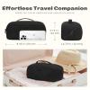 Hynes Eagle Travel Makeup Bag for Women Puffy Cosmetic Organizer Pouch Open Flat Toiletry Bag for Toiletries, Brushes Black view 3
