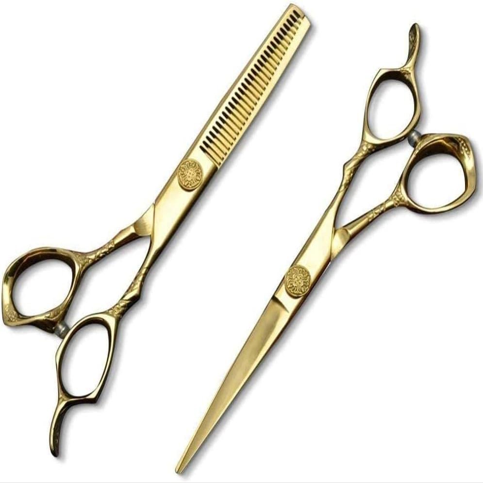 6.0 Inch Two-Tailed Barber Scissors Set - Professional Haircutting Tools for Salon & Home Use