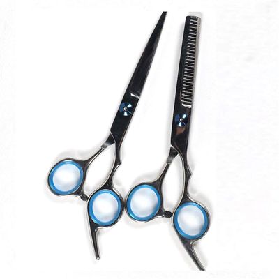 6.0 Inch Hair Cutting Scissors Kit - White Stainless Steel Hairdressing Scissors with Flat Cut and Thinning Tooth