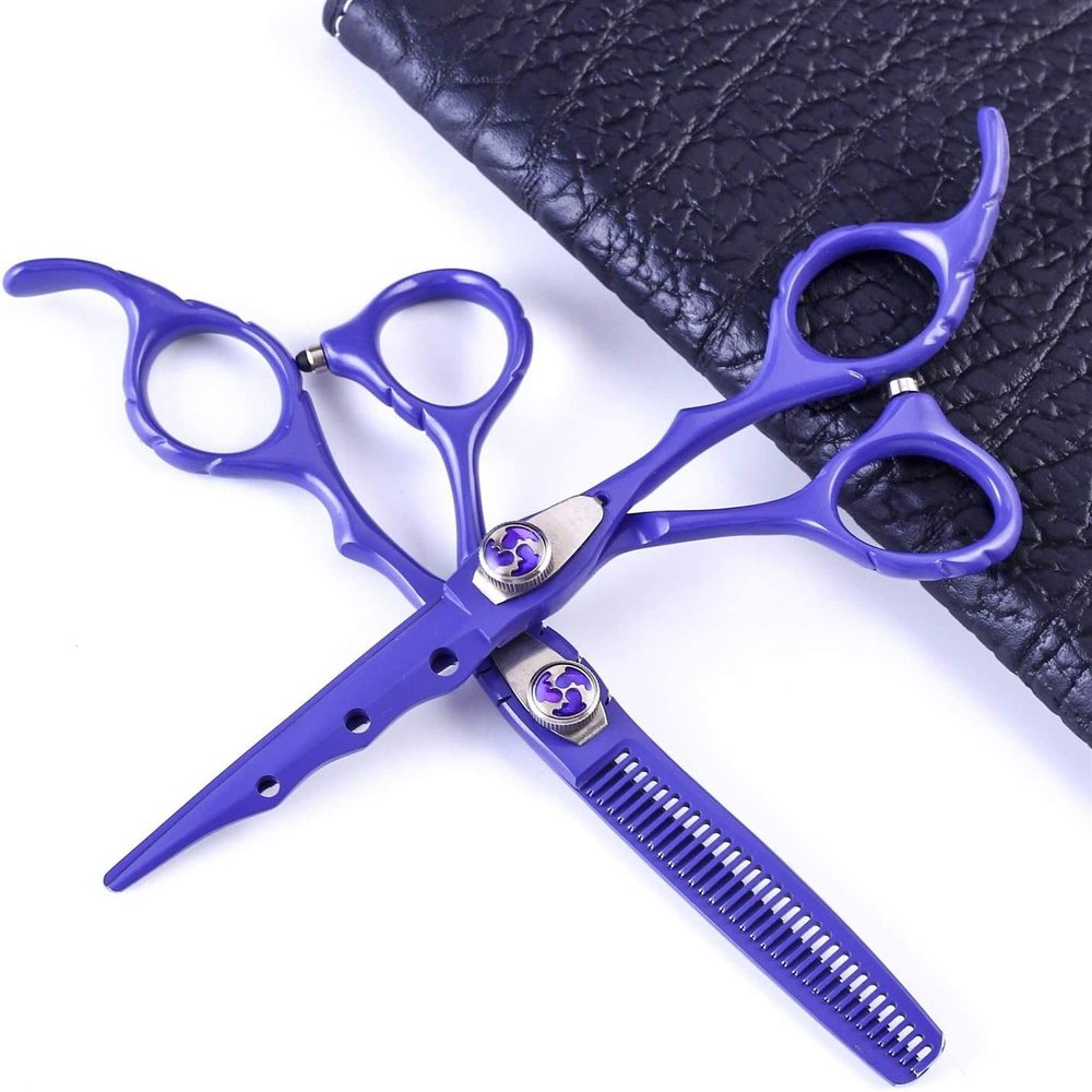 6" Hairdressing Scissor,Barber Scissors Hair Trim and Cut Thinning Hair Scissor Combination Set Hair Scissors and Hair Thinning Scissors Set for Barber Stylist and Home DIY Blue