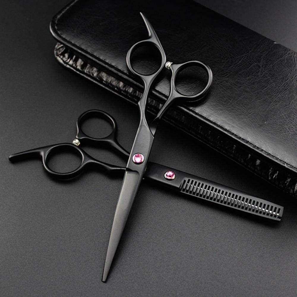 6 Inch Black Hair Cutting Scissors Set - Professional Barber Shears with Thinning Function
