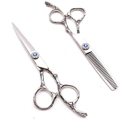 6.0 inch Hairdressing Scissors Set - Salon Quality Thinning Shears with Plum Handle