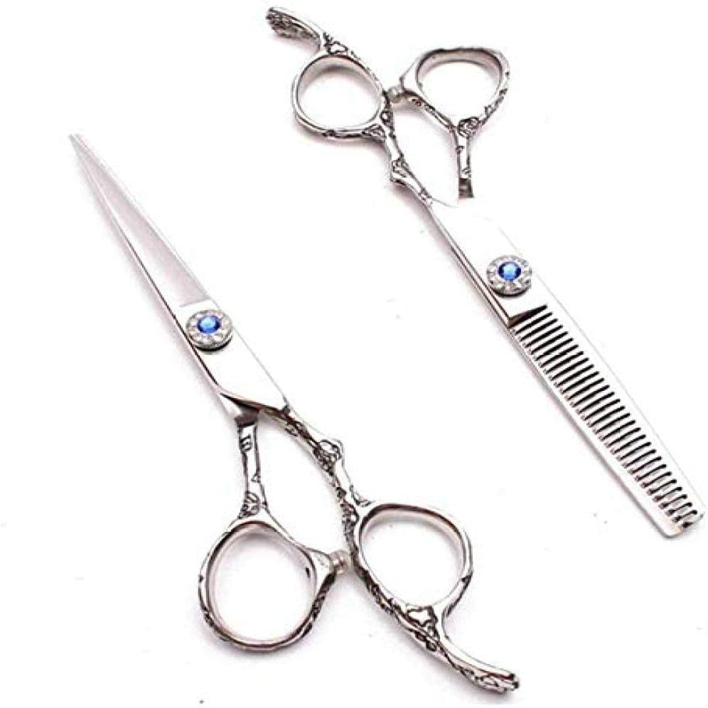 6.0 inch Hairdressing Scissors Set - Salon Quality Thinning Shears with Plum Handle