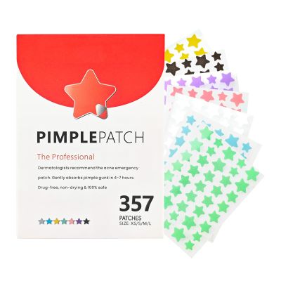 Ryidkcs Vibrant Star-Shaped Acne Patches for Face, Hydrocolloid Zit Stickers with Natural Extracts, Cute Spot Covers in 4 Sizes (8-14mm) 357 Count