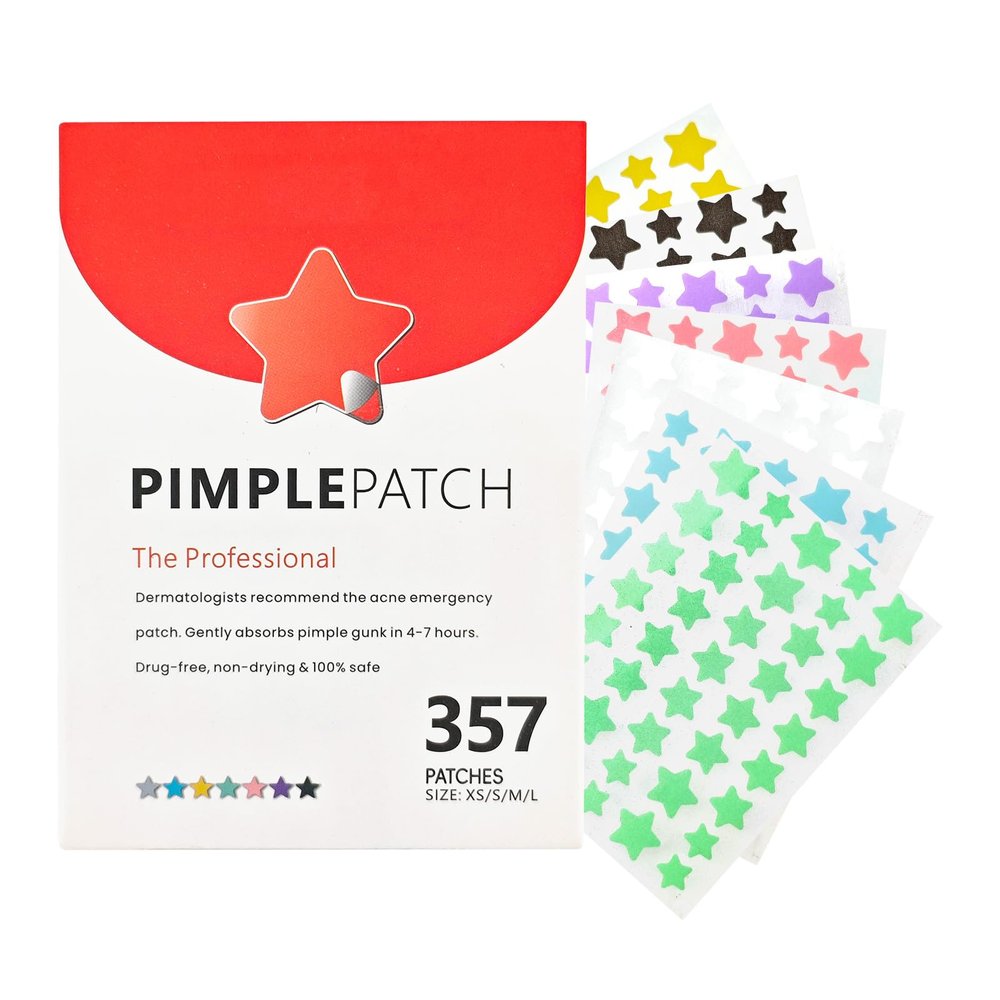 Ryidkcs Vibrant Star-Shaped Acne Patches for Face, Hydrocolloid Zit Stickers with Natural Extracts, Cute Spot Covers in 4 Sizes (8-14mm) 357 Count