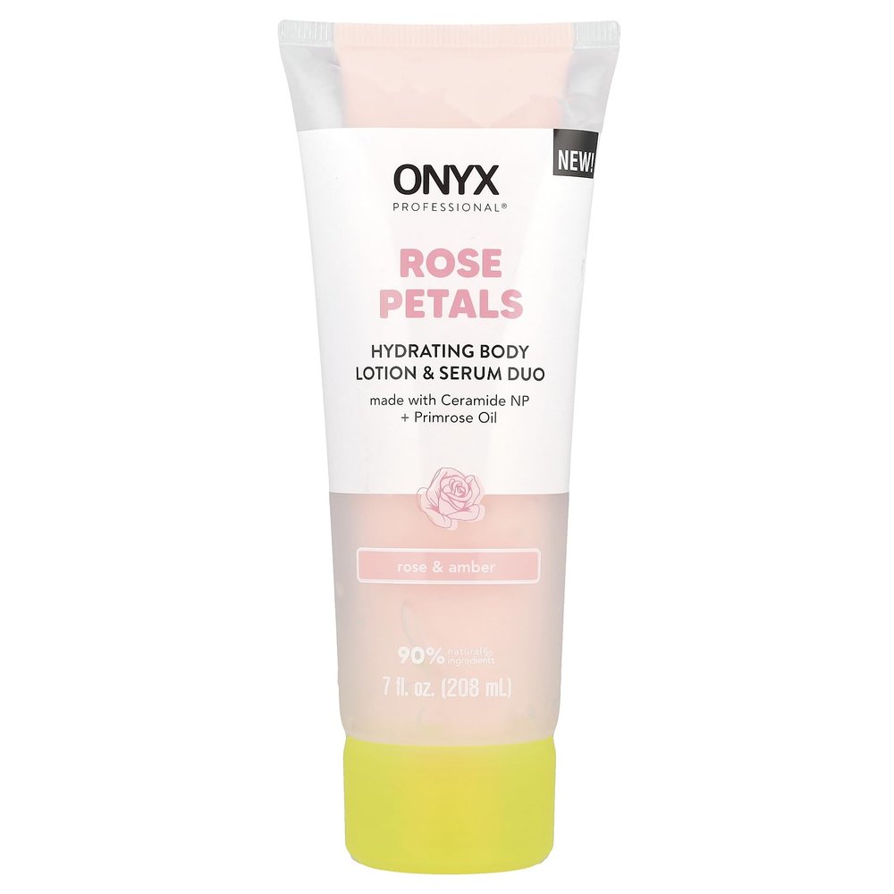 Onyx Professional Rose Petals, Hydrating Body Lotion & Serum Duo, Rose & Amber, 7 fl oz (208 ml)