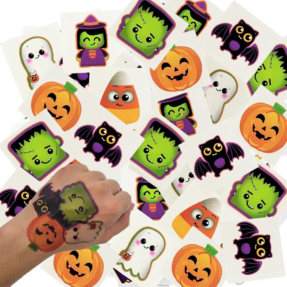 1,200 Halloween Temporary Tattoos, Great For Birthday Party Favors, Classrooms, Favor & Goody Bags, And Party Supplies, 2" Inches Assorted (1,200-Pack)