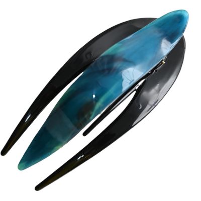 Prettyou Handmade Celluloid French Design Tortoise Shell Barrettes Side-slide Opening Duck Luxury Fashion Accessories Hair Clip Claw for Women (peacock green)