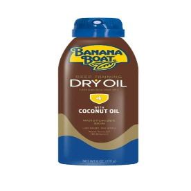 New Boat Deep Tanning Oil Spray SPF 4, Clear Dry Sunscreen Spray, Dark Tanning Oil, 6 oz Pack 1 Banana