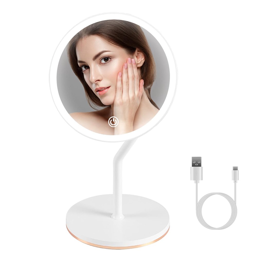 7.48In 5X Magnifying Lighted Makeup Mirror Dimmable Magnification Mirror with Lights Lighted Vanity Mirror with 3 Light Colors