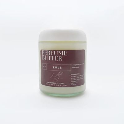 8.4 Fl. oz Perfume Butter  LOVE | Organic Perfume for Men & Women | Seductive Blend of Black Currant, Truffle, Ylang Ylang, Jasmine, Gardenia, Dark Chocolate, Amber & Vetiver | Clear Glass Jar