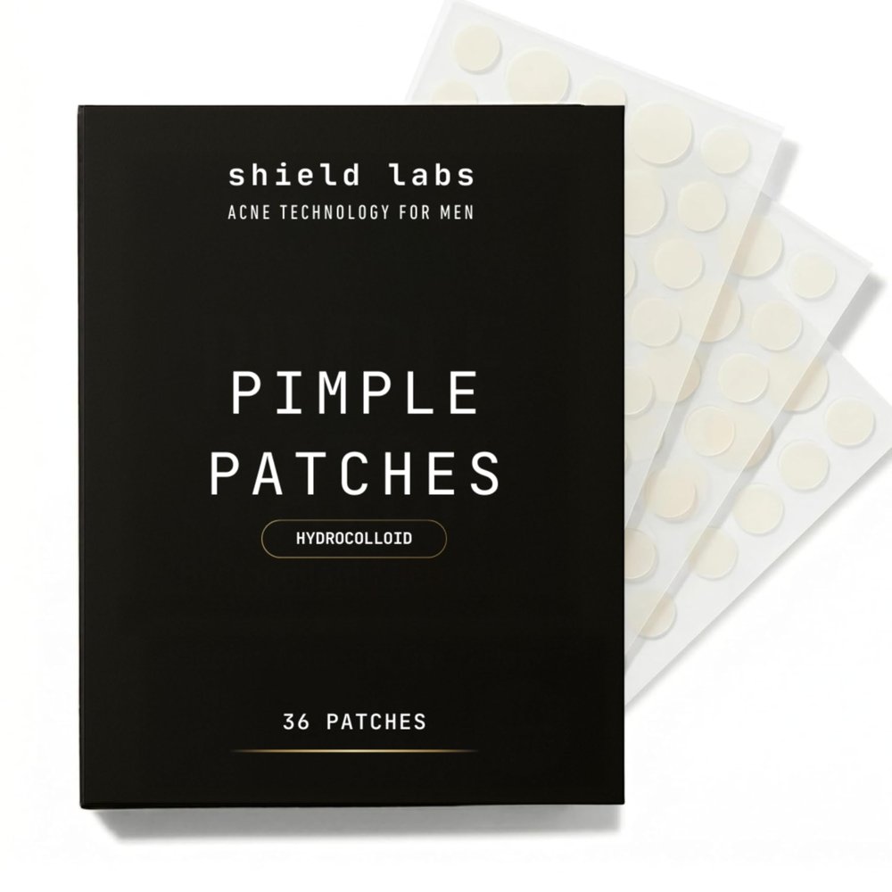 Shield Pimple Patches for Men and Boys, Invisible Hydrocolloid Spot Treatment for Acne Blemishes & Breakouts, 72 Count, Pack of 2
