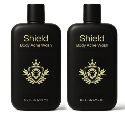 Shield Body Acne Wash for Men and Boys Unscented Back & Chest Cleanser, Clears Acne & Breakouts, 8.5 oz, Pack of 2