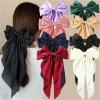 1Pcs Accessories Hair Clips for Women Girl Big Bowknot Solid Satin Long Ribbon Bows Spring Clamp Barette Cheveux Femme(Yellow) view 2