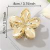 1pc Acrylic Flower Hair Claw, Elegant & Chic, Large Size, Floral Design, Versatile Hair Accessory for Half-Up Hairstyles(1PCSGold) view 3