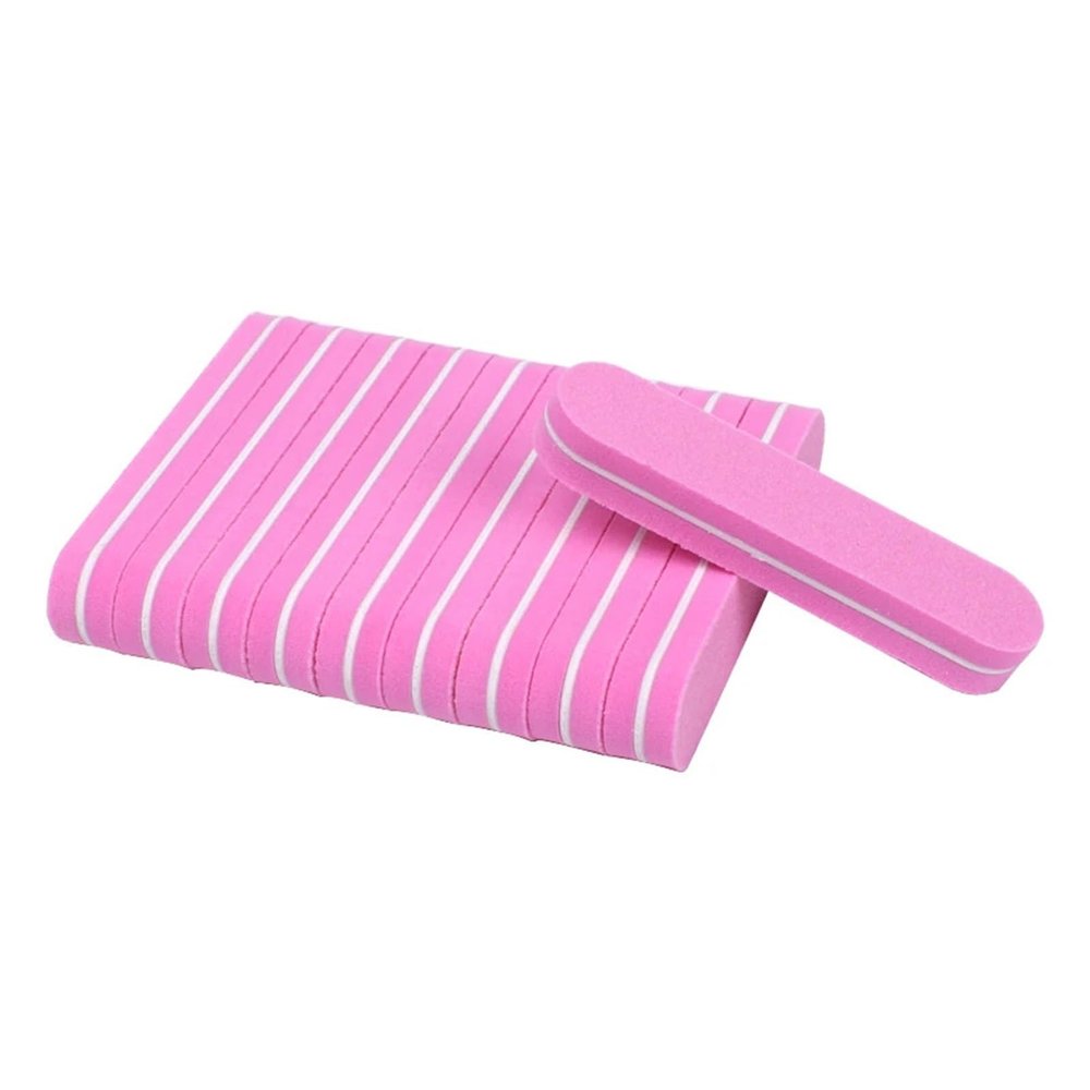 Double Sided Nail File,Nail Buffer Sanding Block, 50 Pcs Multicolor Nail File Sponge Buffers 100/180 Grit 2-Sided Sanding Polishing Block(Pink)