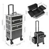 anezdbozr Heavy-Duty Lockable Salon Trolley on Wheels, Tiered Rolling Makeup Train Case, Professional Organizer Cart for Hairstylists, Nail Techs, MUAs & Cosmetologists view 2