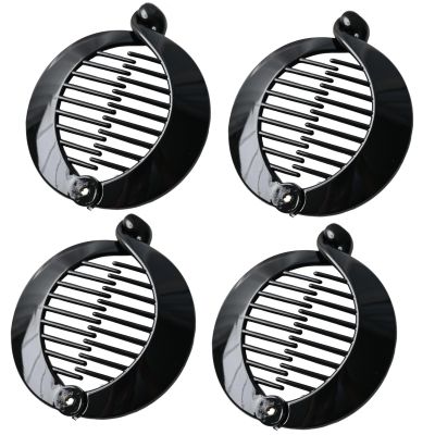 Large Prettyou 3.75 Inches, Round Banana Hair Clips for Thick Hair, 4 Pack in Tortoise Shell, Blue, Mint Green, Side Comb Ponytail Holder (black, Large)