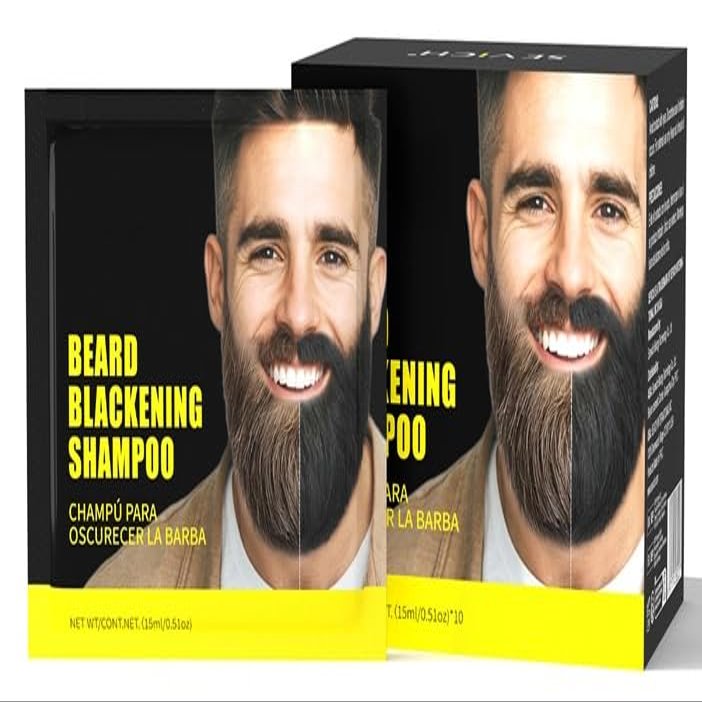 gowwim Beard Dye Shampoo for Men, Natural Plant Extracts Blackening Beard Color Skin-Friendly 10x15ml Travel Packs
