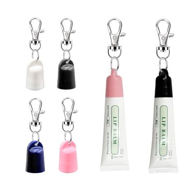 4-PackKeychain Caps for Mario Badescu 0.35oz Lip Balm, Portable Replacement Cover Holder, Leak-Proof Design, Never Lose Your Lip Gloss Again