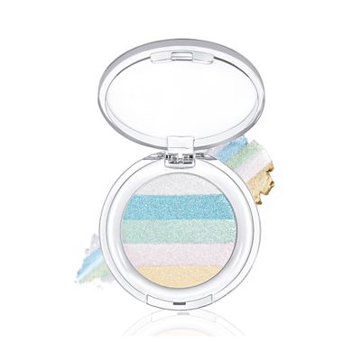 AKARY Chameleon Eyeshadow & Face Highlighter Palette, 5Colors Multichrome Glitter Shimmer Highlighter Makeup, Holographic Shifting Inner Corner Eye Illuminator, Silky Creamy Mineral Eyeshadow, #01