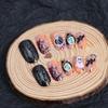 24Pcs Halloween Press on Nails Short Almond Ghost Pumpkin Fake Nails With Glitter Spiderweb Bat Design Glue on Nails Glossy Acrylic Nails for Women Halloween Orange Black Nail Decoration view 3