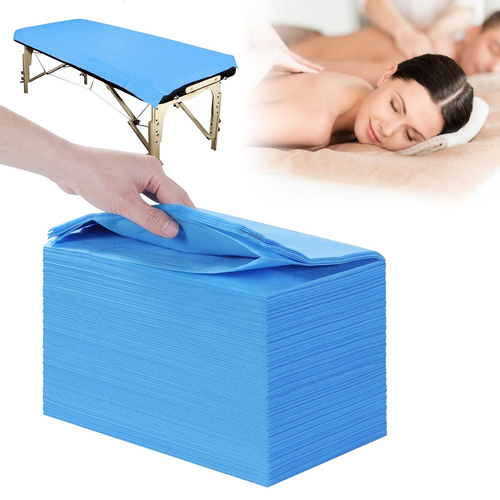 50 Pcs 31" x 71" Disposable Sheets for Massage Table Non Woven Spa Bed Cover,Waterproof Breathable Disposable Massage Table Sheets for Spa Tattoo Beauty Salon Hotels (Blue)