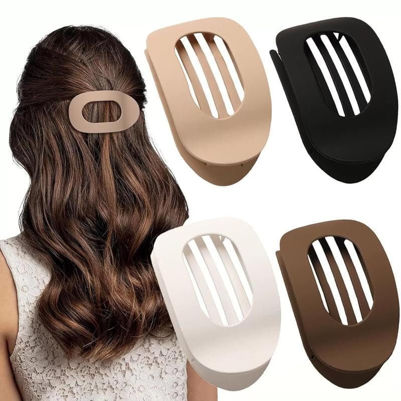 4 Pcs Elegant Duckbill Hair Clip, Flat Round Claw Clip for Women, Designed for Strong Hold on Thick or Thin Hair, Day Wear and Reliable Hold (Hair Clip Set)
