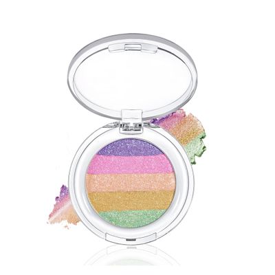 AKARY 5 Color Chameleon Shimmer Highlighter Makeup Palette Face Glitter Iridescent Multichrome Holographic Eyeshadow Purple Rainbow Glitter Makeup Highlight & Contour Chrome Eye Make up, #02