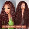 Cfaimity 34 Inch Reddish Brown Lace Front Wigs Human Hair 13x6 Reddish Brown Curly Lace Front Wig 180 Density 33# Deep Wave HD Lace Frontal Wigs Human Hair view 2