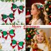 4 Pack 3.5in Christmas Bow Hair Clips - Glitter Santa Diamond Sequin Bows, Red Green White Sparkly Xmas Accessories for Girls - Holiday Party Dress Decor, Christmas Gift Bow Hair Clips view 2