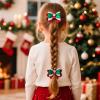 4 Pack 3.5in Christmas Bow Hair Clips - Glitter Santa Diamond Sequin Bows, Red Green White Sparkly Xmas Accessories for Girls - Holiday Party Dress Decor, Christmas Gift Bow Hair Clips view 4