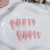 24Pcs French Tip Press on Nails Medium Almond Bow 3d Flower Fake Nails With Pearl Pink Glue on Nails Full Cover Acrylic Nails for Women Nail Decoration Supplies view 3