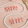 24Pcs Flower Press on Nails Medium Almond Floral Fake Nails With Glue Autumn Glue on Nails Glossy Acrylic Nails for Women Fall Flower Nail Decoration Supplies view 4